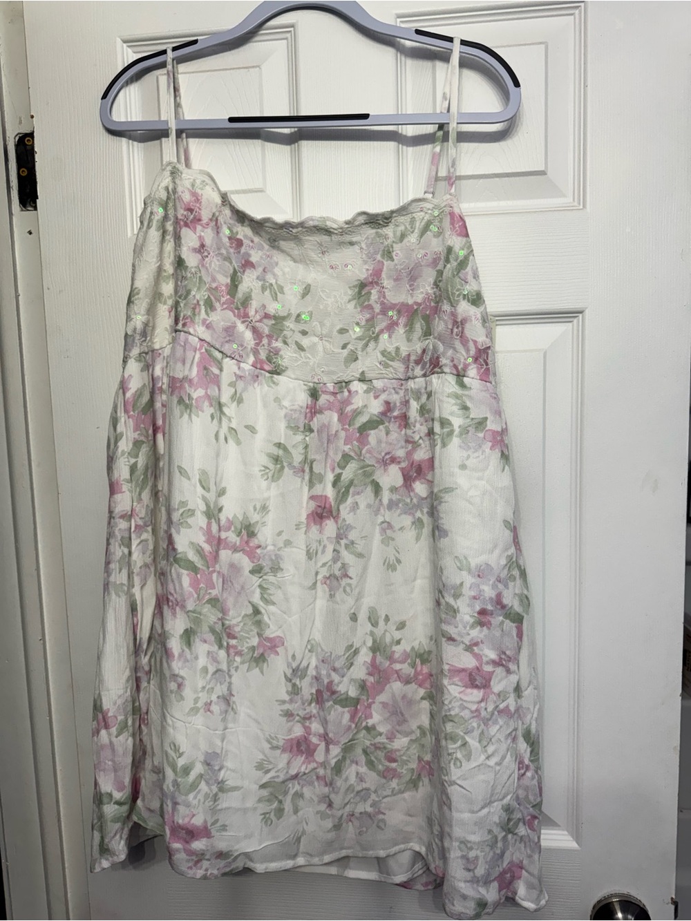 Floral White and pink dress with built in shorts